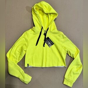 True Religion Yellow Cropped Hoodie Long Sleeve